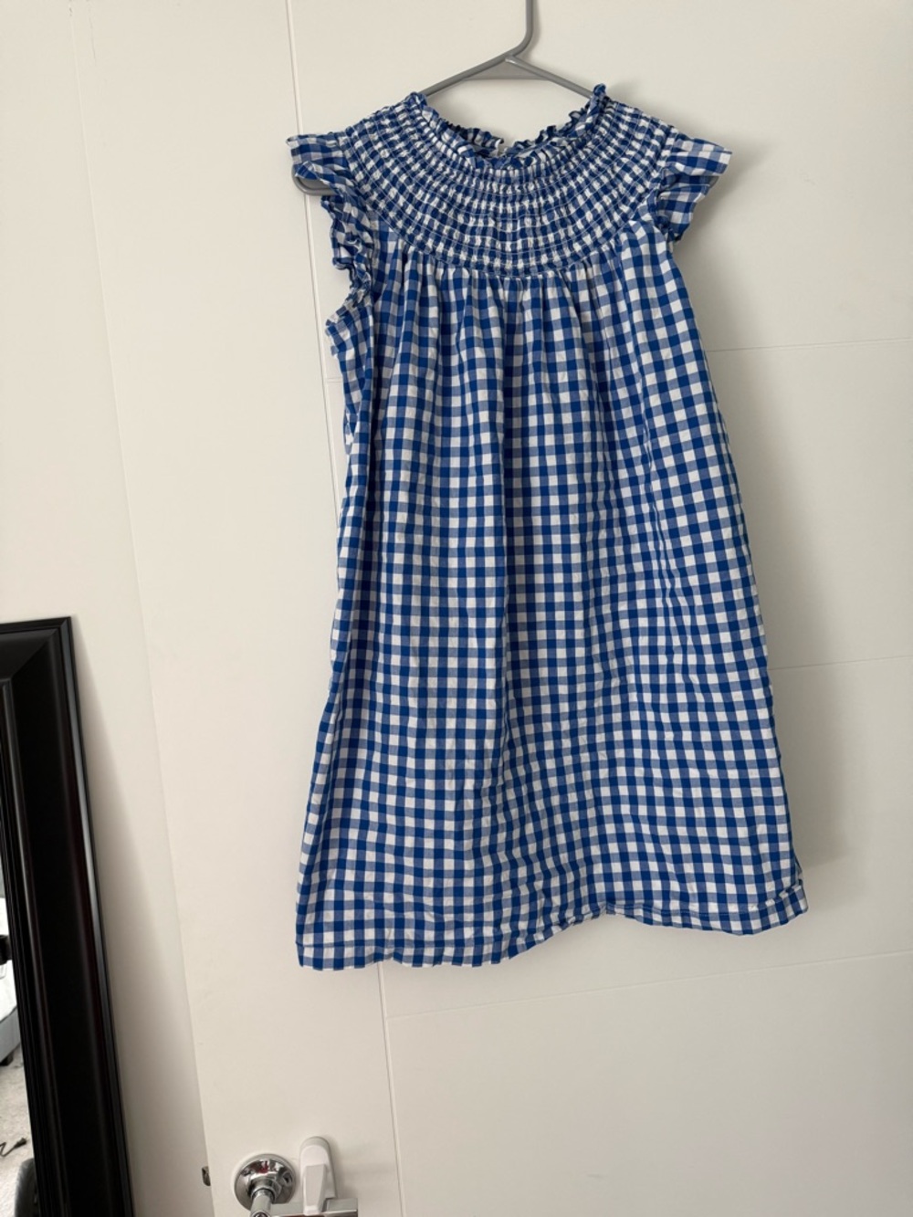 crown & ivy Blue and White Gingham Smocked Neck Dress